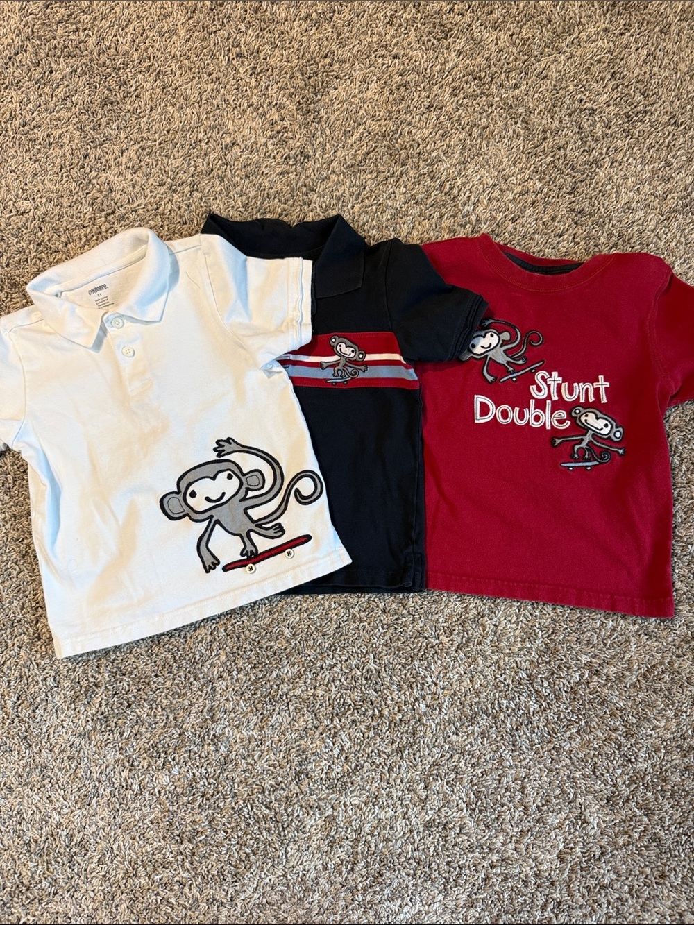 Gymboree Kids Monkey Skateboard Shirt - Red, Navy & White lot